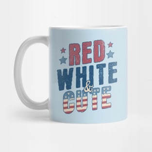 Red White and Cute - Funny USA 4th of July Retro Vintage Mug